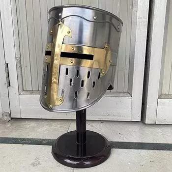 Средневековый рыцарь-тамплиер, рыцарь-крестоносец, доспехи, шлем с подставкой, греческие доспехи, серебряный золотой шлем A+, носимый, свободный размер для взрослых костюмов