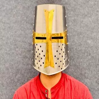 Шлем средневекового воина, дизайн воина-крестоносца для костюма на Хэллоуин, полностью пригодный для ношения или демонстрации, лучший подарок