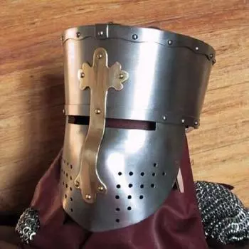 Шлем средневекового воина Royal Handicraft German Templar Half Crusader 18GA с регулируемой кожаной внутренней частью