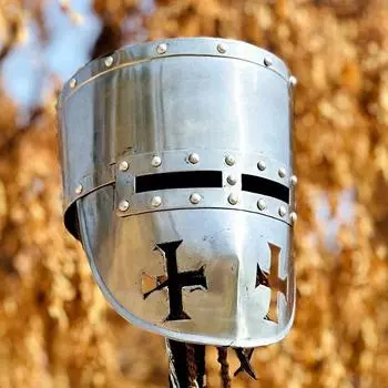 шлем тамплиера, средневековый шлем крестоносца, средневековый рыцарский шлем,