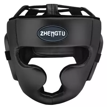 Шлем ZHENGTU для взрослых и детей PRO MODEL с ремешком, интегрированный подбородок, для занятий боевыми искусствами, кикбоксингом, смешанными единоборствами, спаррингом, практикой чёрный