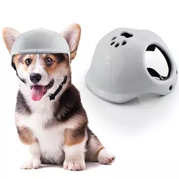 Шлемы для собак с отверстиями для ушей, ветрозащитный шлем для домашних животных, жесткая защитная шапка для домашних животных, шапка для щенков белый