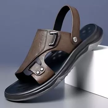 Шлепанцы для мужчин, нескользящая пляжная обувь для мужчин, которая носит на улице летом, чтобы водить машину, нескользящая обувь из суперволокна, повседневная обувь для весны и лета 38 чёрный