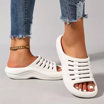 Шлепанцы из ЭВА на толстой подошве - Легкий минималистичный дизайн с мягкой нескользящей подошвой и амортизацией, как облако, Ручная стирка/Химчистка, Дизайн с открытым носком 36-37 белый