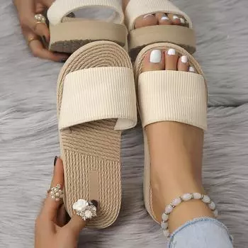 Шлепанцы, модная верхняя одежда, женские шлепанцы с имитацией шпагата, сандалии, модные летние тапочки на толстой подошве 36 чёрный