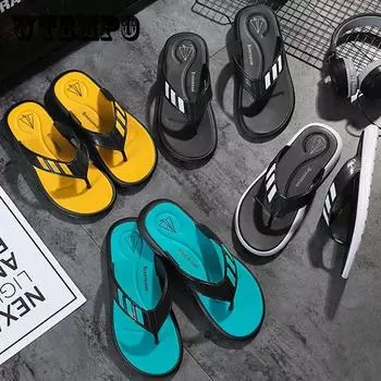 Шлепанцы, мужская летняя модная пляжная обувь, нескользящие универсальные трендовые корейские сандалии с дезодорантом и тапочки 40/41 синий