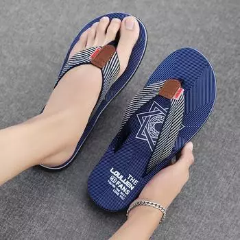 Шлепанцы мужская верхняя одежда 2025 летние мужские повседневные сандалии уличные модные пляжные сандалии мужские 39 синий