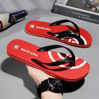 Шлепанцы мужская верхняя одежда студенческие пляжные уличные классные тапочки мужские летние персонализированные новые мягкие нескользящие тапочки для ног 39 чёрный