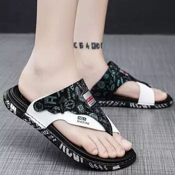 Шлепанцы мужские двойного назначения для отдыха на открытом воздухе водонепроницаемые нескользящие летние новые мужские сандалии тренд 39 чёрный