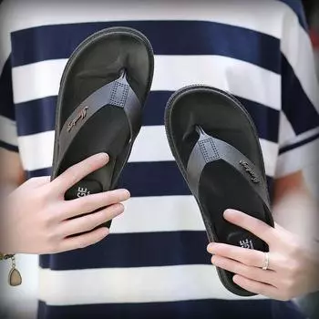 Шлепанцы мужские летние классные тапочки мужские пляжные туфли повседневные трендовые нескользящие персонализированные модные уличные вещи 39 чёрный