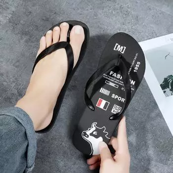 Шлепанцы мужские летние нескользящие уличные туфли сандалии пляжная обувь на плоской подошве seaside pinch мужские прилив 39