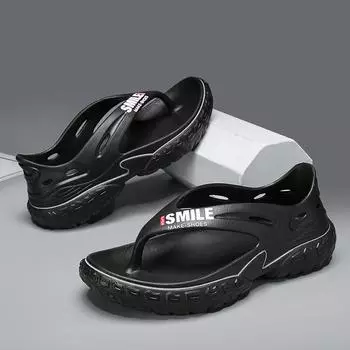 Шлепанцы мужские летние новые, модные пляжные тапочки для отдыха на открытом воздухе модная корейская версия шлепанцев-губ 40 серый