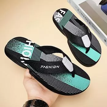 Шлепанцы мужские лето 2025 новый тренд уличная одежда нескользящий персонализированный тканевый ремень высококачественные тапочки пляжная обувь 39