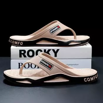 Шлепанцы мужские уличные летние туфли на мягкой толстой подошве износостойкие повседневные модные тапочки 38-39 [Standard code] чёрный