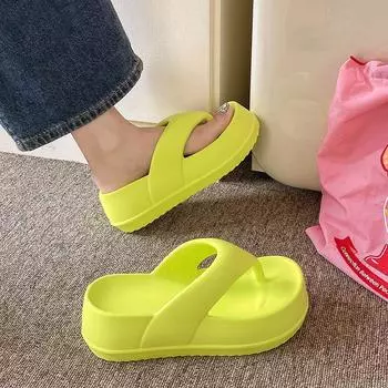 Шлепанцы на платформе из ЭВА, женские, массивные, уличные, зеленые, толстые, подошва, женские, для девочек, тапочки на танкетке CN 36-37 белый