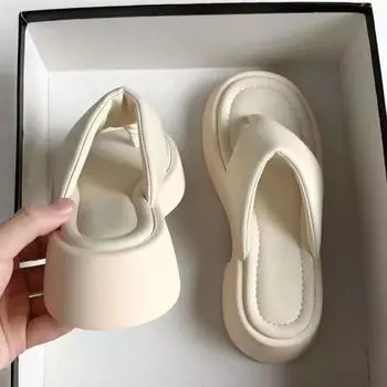 Шлепанцы на толстой подошве, женская летняя верхняя одежда, повышающая нескользящую устойчивость на морском пляже, высококачественные новые сандалии 2025 года 35 зелёный