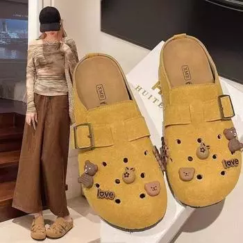 Шлепанцы Обувь на толстой подошве Полушлепанцы для женщин Crocs 35 жёлтый