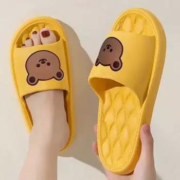 Шлепанцы с подушками Cute Bear, удобная однотонная домашняя обувь для ванной на мягкой подошве, легкие шлепанцы для душа унисекс в помещении 44-45 белый