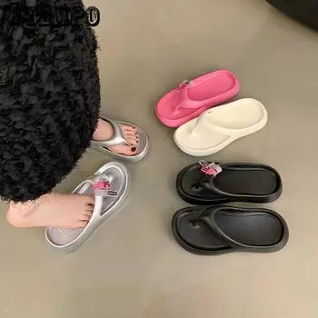 Шлепанцы Seaside Angle Foot для женщин, домашний декор, нескользящие тапочки для дома, пляжные сандалии на толстой подошве для женщин с обрезанными ногами 36-37 розы красного