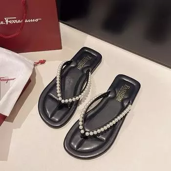 Шлепанцы женские летние сандалии с пальцами 2025 новые интернет знаменитости стразы плоские пляжные туфли ins супер огонь 35 серебряный