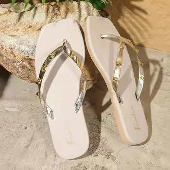 Шлепанцы Женские летние тапочки Женские туфли на плоской подошве Верхняя одежда Модные пляжные сандалии и тапочки с мягкой подошвой на застежке 36