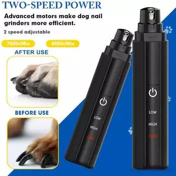 Шлифмашина, тихий мощный электрический триммер, 2 режима скорости, аккумуляторная машинка для стрижки ногтей для домашних животных