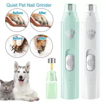 Шлифмашинка для ногтей для домашних животных, перезаряжаемая, 2-скоростная, с 3 портами для шлифовки, малошумная зарядка через USB, портативный перезаряжаемый триммер для ногтей для собак, товары для собак зелёный