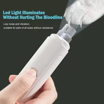 Шлифмашинка для ногтей для домашних животных Подходит для кошек и собак Крупных и маленьких собак Тихий и низкий уровень вибрации USB белый