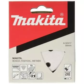 Шлифовальная бумага Makita Magic 240 96х96мм белый треугольник (10 кусочков) А-52417