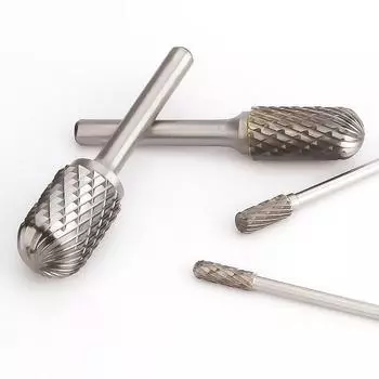 Шлифовальная головка из карбида вольфрама, 1 шт., цилиндрическая шаровая фреза с двойным пазом типа С, вращающийся напильник по металлу и дереву