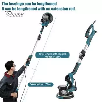 Шлифовальная машина для гипсокартона с вакуумным пылеуловителем, регулируемой скоростью, выдвижной конструкцией рукоятки, мощная электрическая шлифовальная машина для гипсокартона A