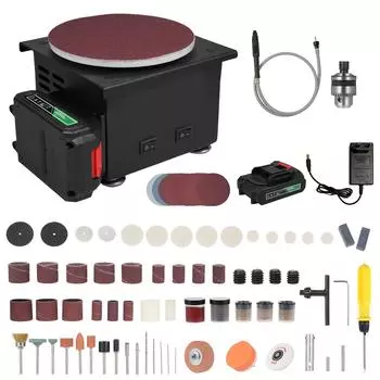 Шлифовально-полировальный станок с электрической настольной шлифовальной машиной с литиевой батареей 6000WA, мини-дисковая шлифовальная машина чёрный
