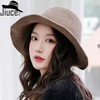 Шляпа 2024 года, осень и зима, новая шерстяная шляпа-ведро с разрезом и бантом, женская шляпа знаменитости Xiaoxiang, желтая шляпа-тазик M56-58cm жёлтый