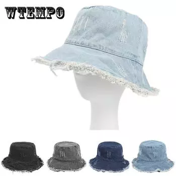 Шляпа Basin Bucket Hat - легкая, состаренная, с необработанным краем, повседневная кепка Fisherman для женщин и девочек - синяя джинсовая стирка, идеально подходит для улицы ONE SIZE чёрный