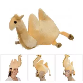 Шляпа Camelidae для вечеринки по случаю дня рождения, головной убор для тематической вечеринки любого возраста, реквизит для карнавальных вечеринок, плюшевый головной убор, шляпа для дружеской встречи жёлтый