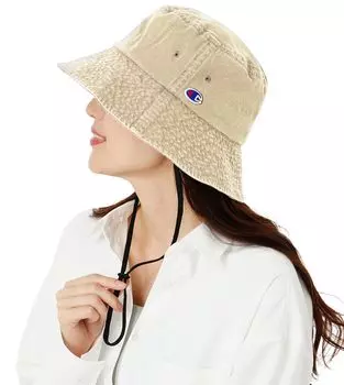Шляпа Champion с глубоким ведром до подбородка, защита от ультрафиолета, для маленького лица, гольф, на шнурке, женская шляпа, поля, поля, мужская, ремешок, шнурок, шляпа, стильная, бренд, бежевый