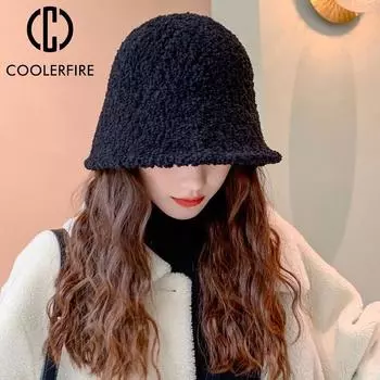 Шляпа для девочек, модная шляпа от солнца для отдыха на открытом воздухе, сохраняющая тепло, настоящая шляпа для женщин, новая однотонная панама, теплая зимняя женская панама AC2197 One Size чёрный