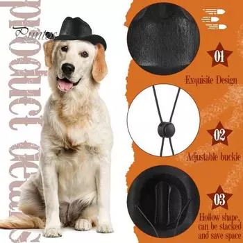 Шляпа для домашних животных, модная ковбойская шляпа в западном стиле для собак, регулируемый головной убор для кошек, наряд для косплея, реквизит для домашних животных чёрный