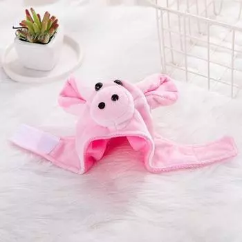 Шляпа для домашних животных, регулируемая удобная плюшевая шапка для собаки, милая свинья в форме кошки, зимний теплый головной убор, костюм для домашнего животного розовый