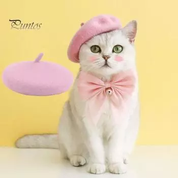 Шляпа для домашних животных, регулируемый милый берет с изображением кота, удобный мягкий костюм для собаки, головной убор, реквизит для фотосессии, модные аксессуары для домашних животных красный