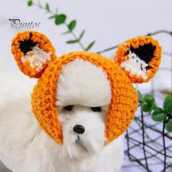 Шляпа для домашних животных, ручная вязка, милый 3D декор в виде лягушачьего глаза, кошачья шапка, удобный теплый головной убор для собаки на осень и зиму M зелёный