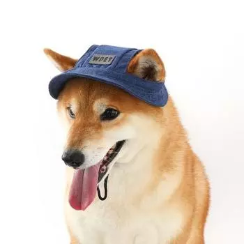 Шляпа для домашних животных с отверстиями для ушей, регулируемая солнцезащитная шляпа для собак, уличный козырек для домашних животных, головные уборы для собак, принадлежности для косплея, реквизит L темно-синий