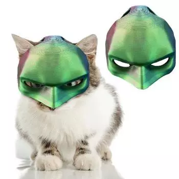 Шляпа для косплея кошки-летучей мыши, подушка для лица кота-мстителя на Хэллоуин, пластиковая подушка для лица, аксессуар для костюма для макияжа питомца 9 cm зелёный