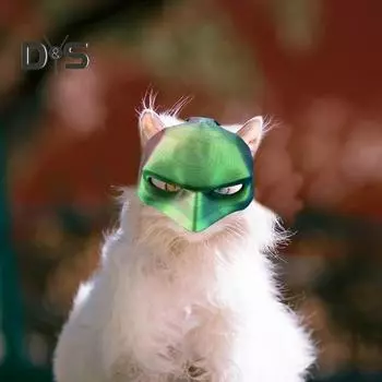 Шляпа для косплея кошки-летучей мыши, подушка для лица кота-мстителя на Хэллоуин, пластиковая подушка для лица, аксессуар для костюма для макияжа питомца 9 cm зелёный