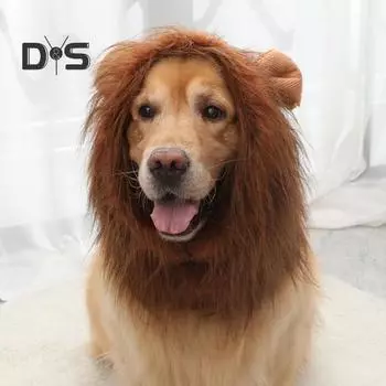 Шляпа для моделирования льва, парик для домашних животных, шапка для зимы и осени, большой головной убор для собак, моющиеся наряды для косплея домашних животных, костюм для домашних животных с гривой льва для вечеринок S светло-коричневого