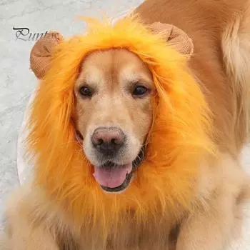 Шляпа для моделирования льва, парик для домашних животных, шапка для зимы и осени, большой головной убор для собак, моющиеся наряды для косплея домашних животных, костюм для домашних животных с гривой льва для вечеринок S светло-коричневого