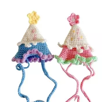 Шляпа для питомца, кошачья шляпа на день рождения, милая праздничная атмосфера, плетеный нагрудник, кукла, фотоукрашение, нагрудник для маленькой собаки pink