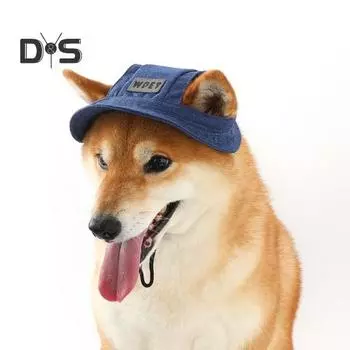 Шляпа для питомца с отверстиями для ушей, регулируемая шляпа от солнца для собак, козырек для уличного питомца, головной убор для собак, реквизит для косплея L темно-синий