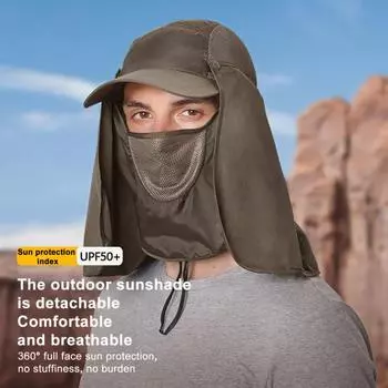 Шляпа для рыбалки, защита от солнца, широкие поля, дышащая сетчатая шляпа с шалью, для активного отдыха, для езды на велосипеде, солнцезащитный козырек чёрный