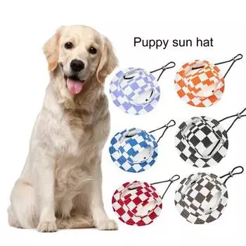 Шляпа для собак, удобная шляпа от солнца для домашних животных с ветрозащитной веревкой, дышащая шляпа с козырьком для домашних животных и отверстиями для ушей, аксессуары для домашних животных S чёрный